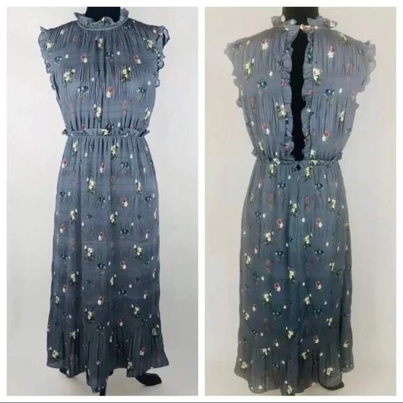 Ted Baker Gray Oracle Pleated Midi Dress Sz 2 or Small - Picture 2 of 10